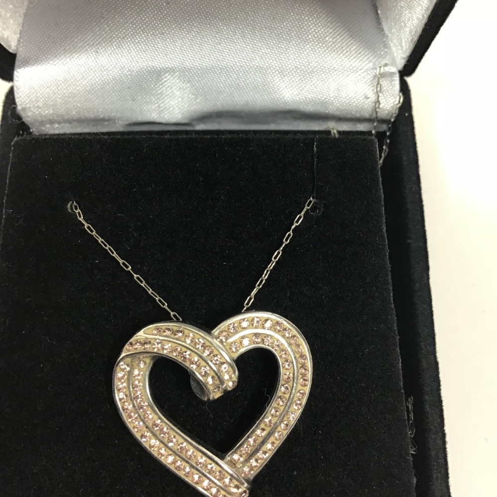 Silver heart Pendant and Necklace Real 925 stamped